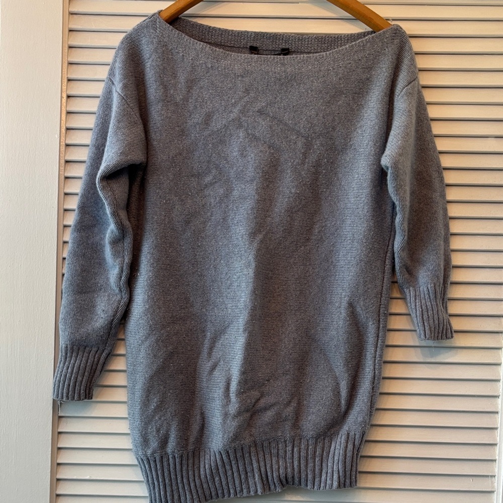 BCBGMaxAzria Off-the-Shoulder Gray Sweater